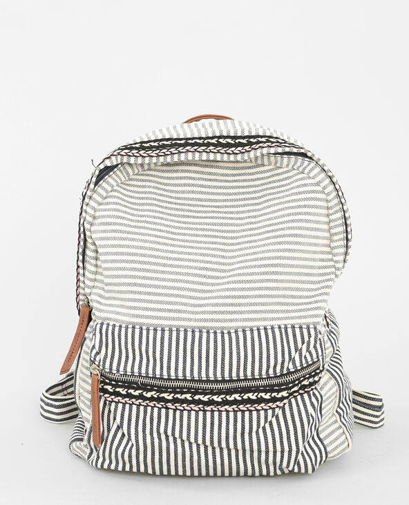 Sac à dos toile rayée blanc - Pimkie