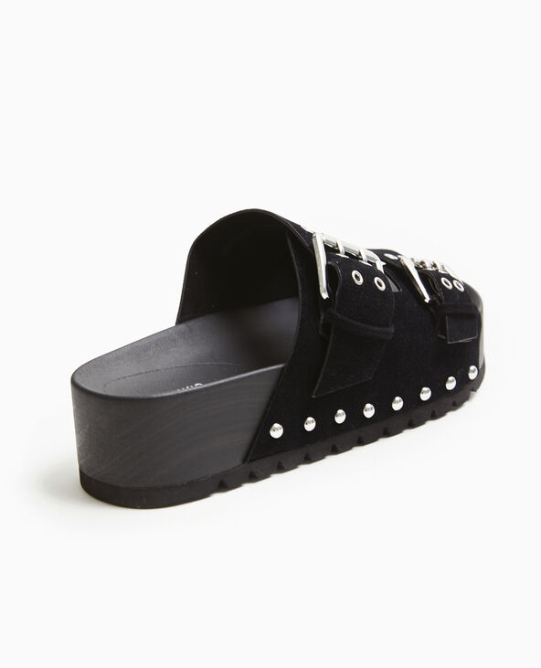 Mules compensées avec brides et œillets noir - Pimkie