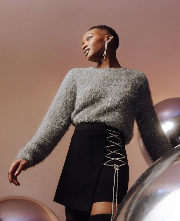Pull court en maille poilue et lurex argenté - Pimkie