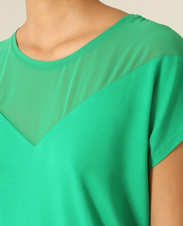 T-shirt bimatière vert - Pimkie