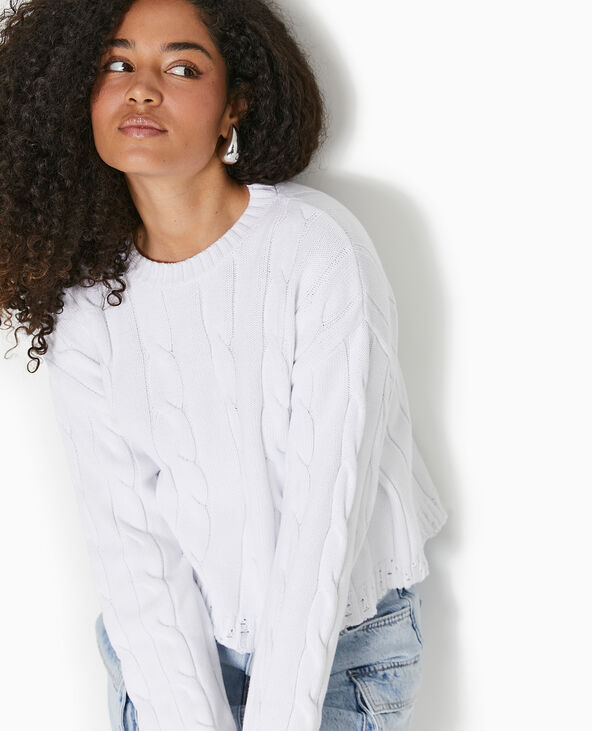 Pull en maille torsadée et déjaugée blanc - Pimkie