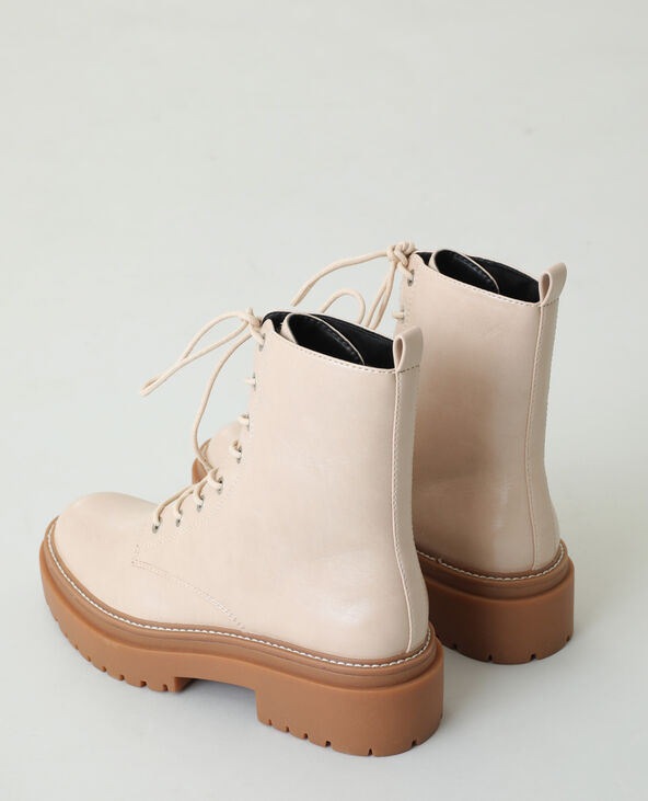 Boots rock simili cuir beige - Pimkie
