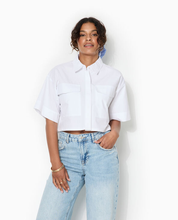 Chemise courte avec manches courtes et poches blanc - Pimkie