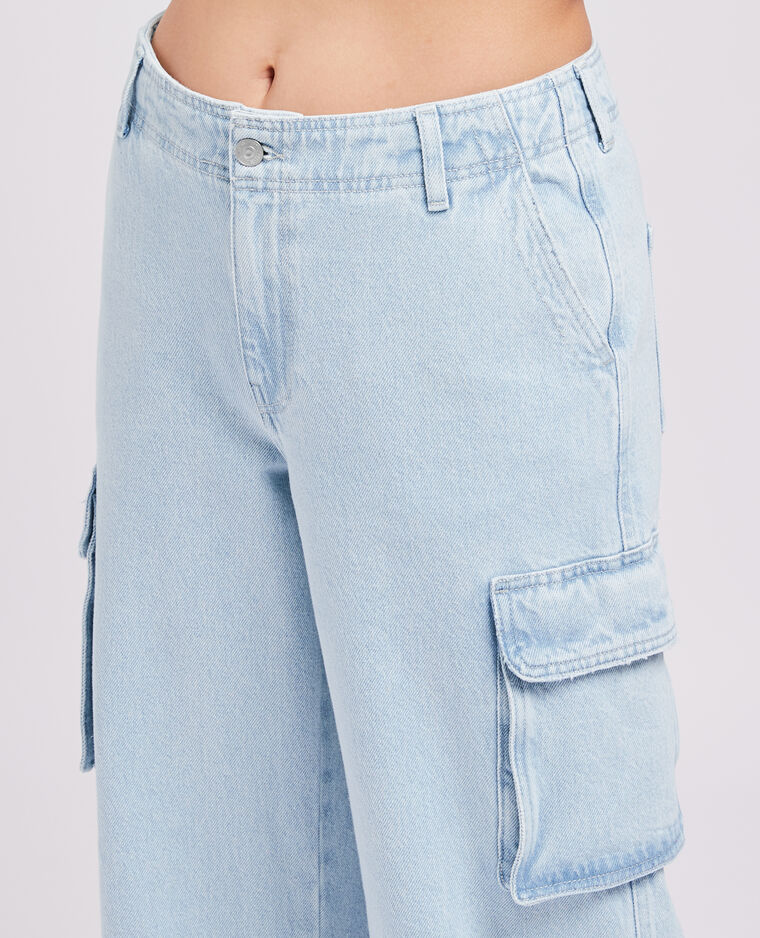 Jean cargo large bleu délavé - Pimkie