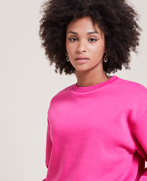Sweat court col rond rose fuchsia - Pimkie