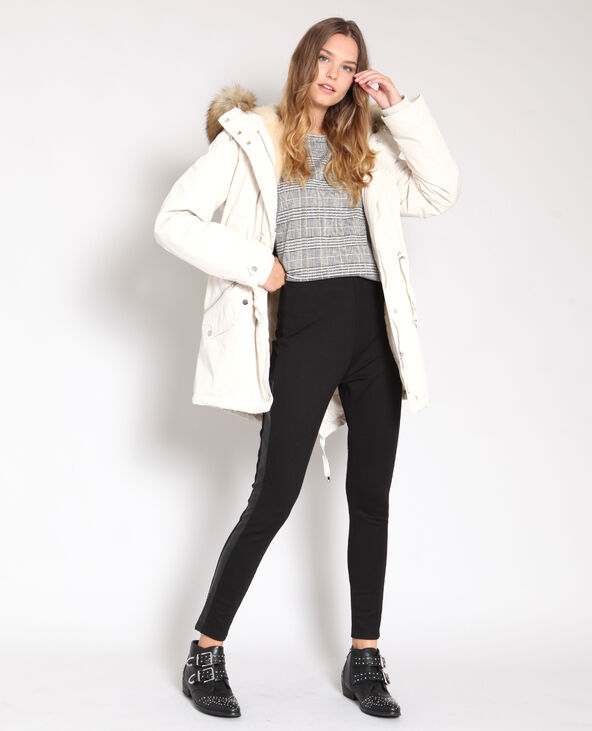 Parka longue avec fausse fourrure écru - Pimkie