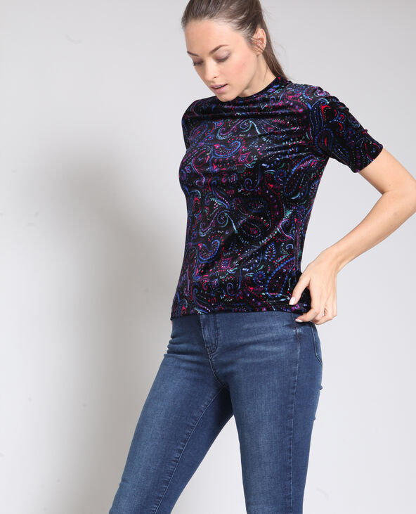 T-shirt imprimé cachemire bleu marine - Pimkie