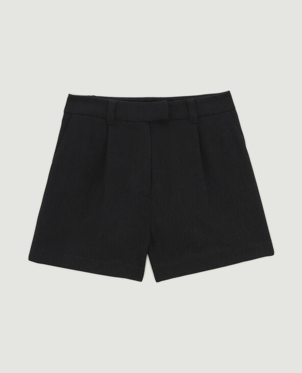 Short taille haute avec lin noir - Pimkie