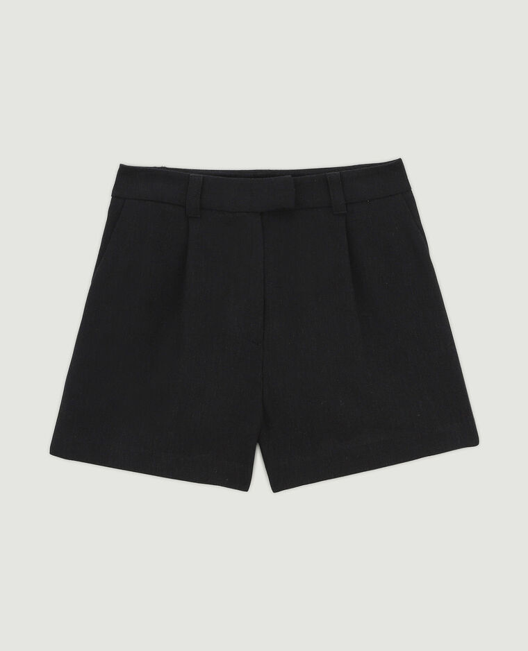 Short taille haute avec lin noir - Pimkie