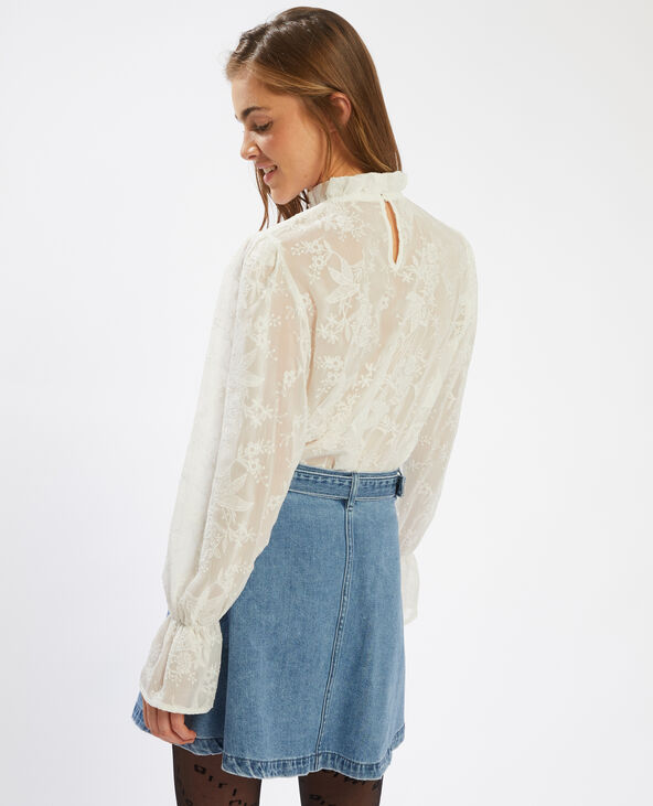 Blouse romantique brodée blanc - Pimkie