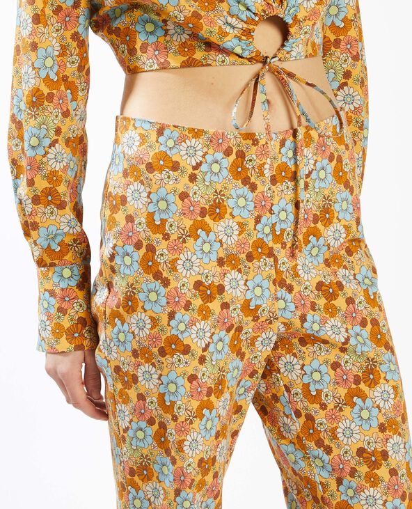 Pantalon flare fleuri orange - Pimkie