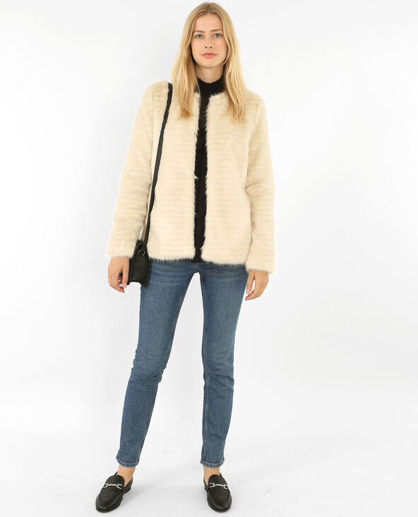 Veste fausse fourrure beige - Pimkie