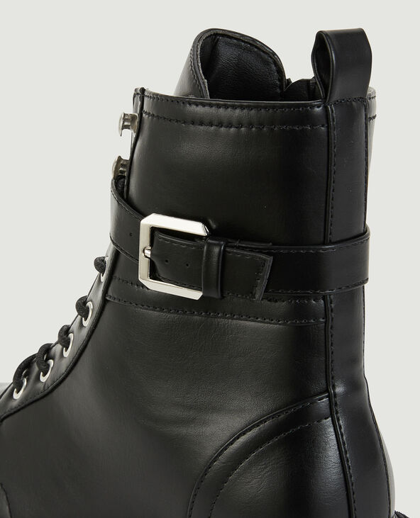 Bottines à lacets et bride noir - Pimkie