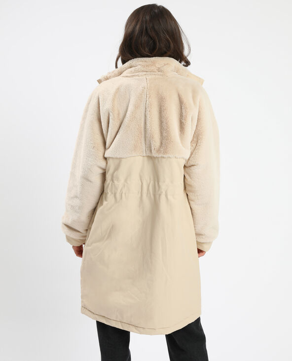 Parka longue bi-matière blanc - Pimkie