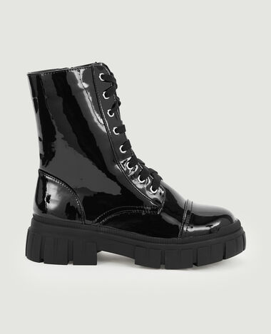 Bottines à lacets semelles chunky noir - Pimkie