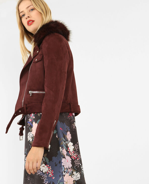 Blouson biker suédine violet - Pimkie