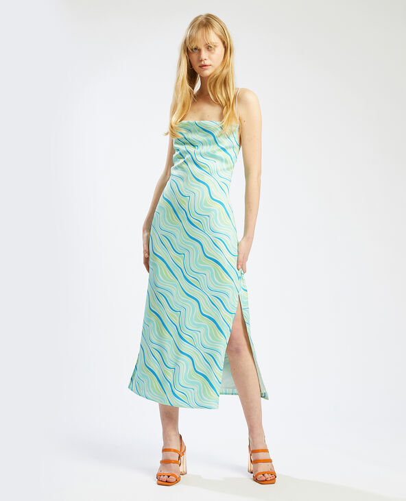 Robe longue motif rétro vert kaki - Pimkie
