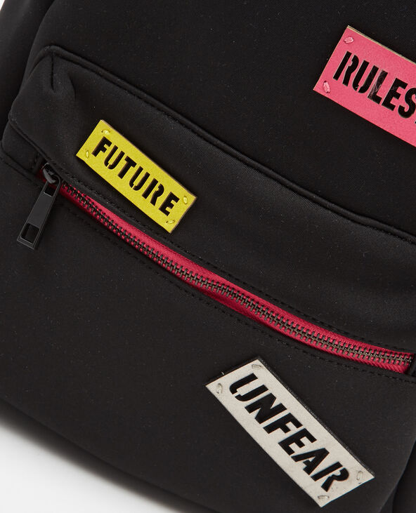 Sac à dos néoprène à patchs noir - Pimkie