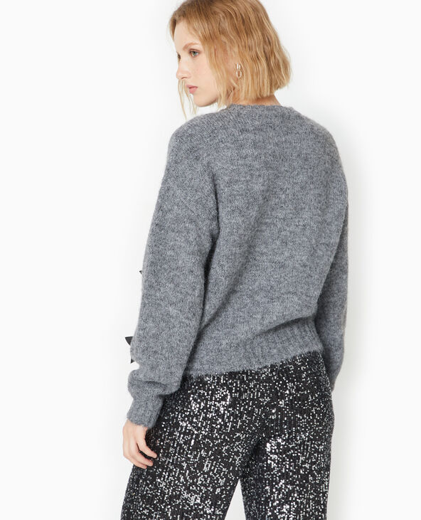 Pull en maille douce avec nœuds satinés cousus gris chiné - Pimkie