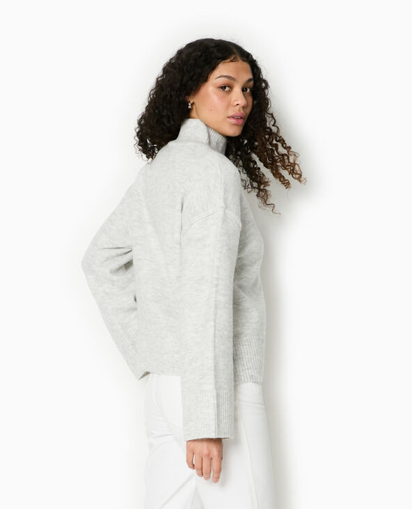 Pull col montant manches larges gris chiné - Pimkie