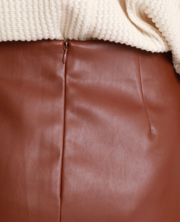 Jupe en faux cuir marron - Pimkie