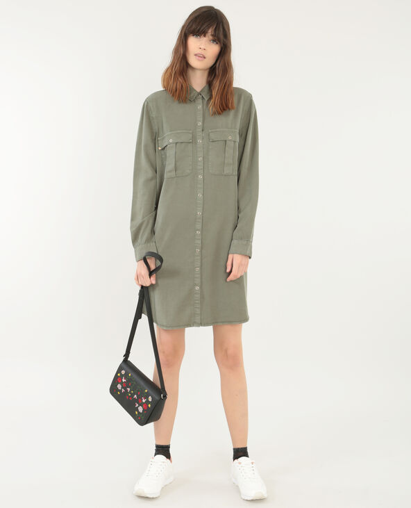 Robe chemise fluide vert de gris - Pimkie
