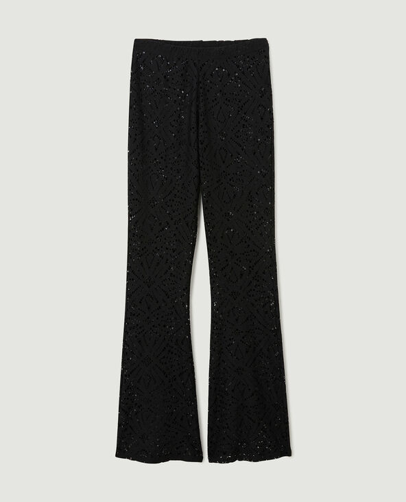 Pantalon flare en maille ajourée noir - Pimkie