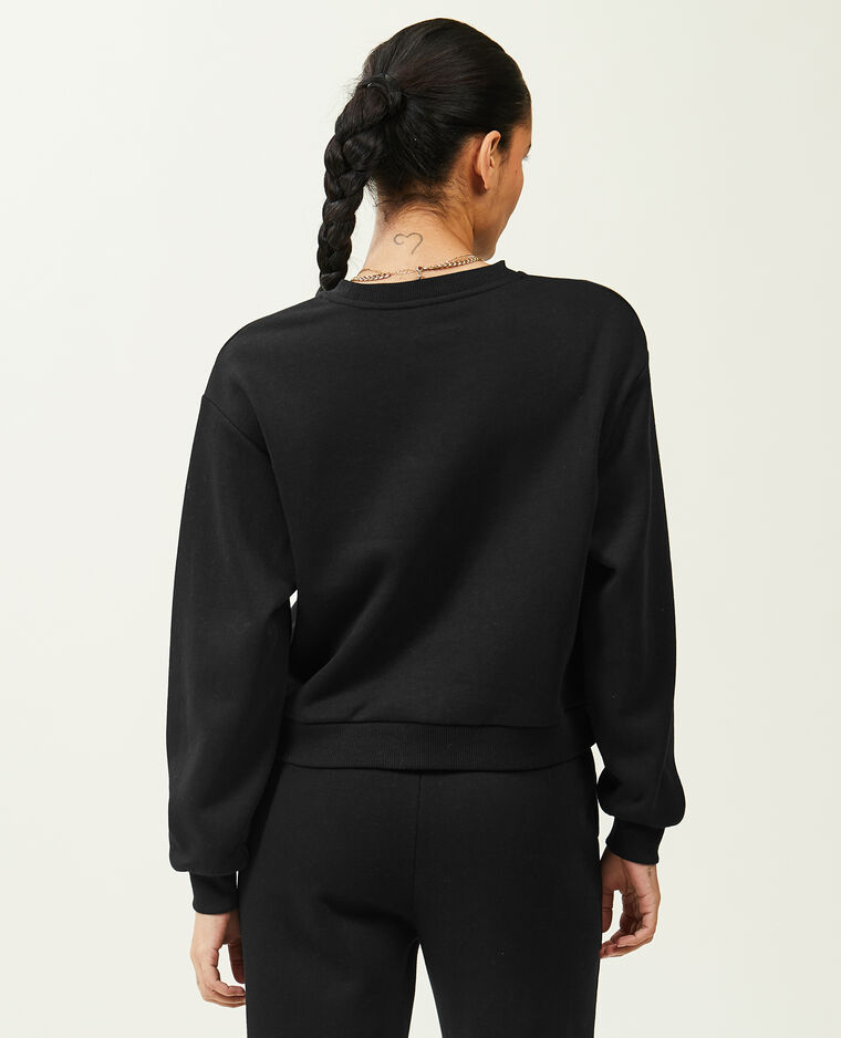 Sweat court col rond noir - Pimkie