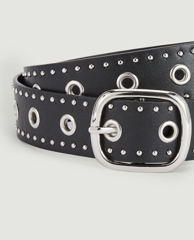 Ceinture avec œillets et clous noir - Pimkie