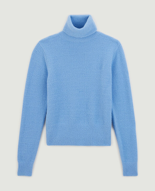 Pull col roulé maille fluffy bleu - Pimkie