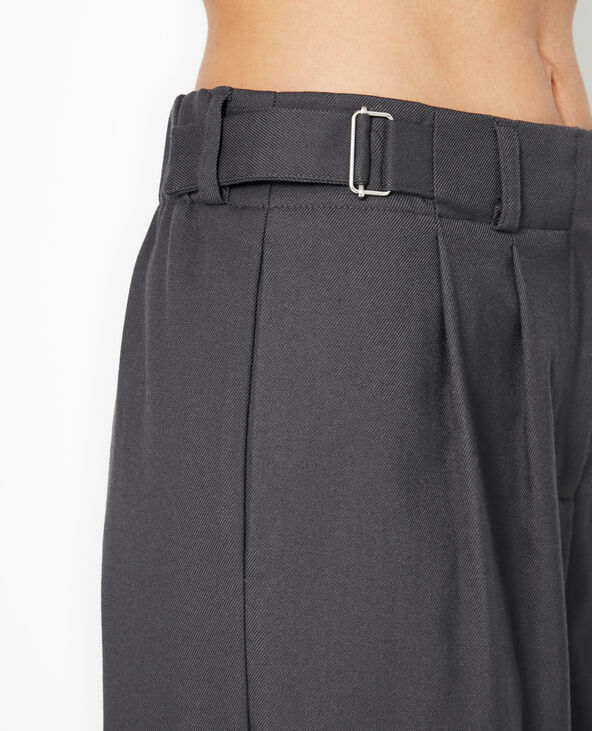 Pantalon large avec sangles à la taille gris foncé - Pimkie