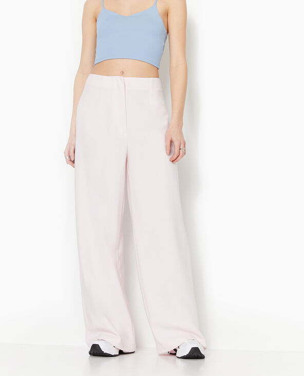 Pantalon large et droit taille haute  rose clair - Pimkie