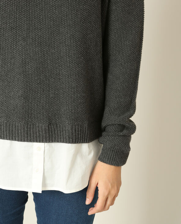 Pull chemise gris chiné - Pimkie