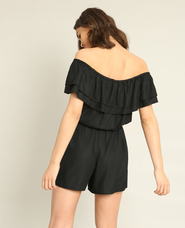 Combishort à col bardot noir - Pimkie