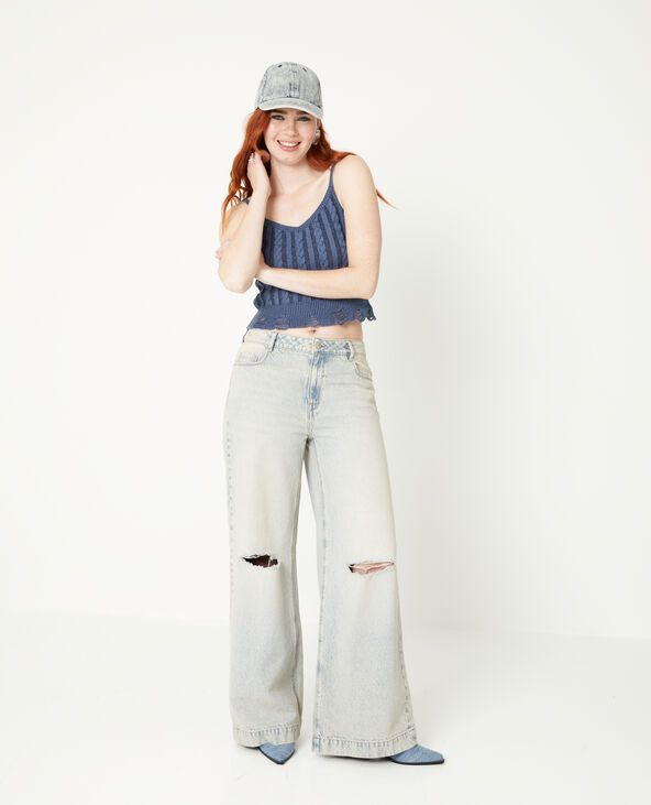 Jean wide effet destroy jaune ocre - Pimkie