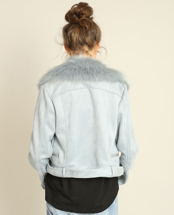 Veste col fausse fourrure bleu - Pimkie