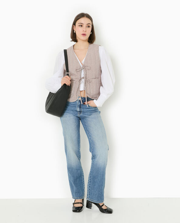 Veste sans manches matelassée avec rayures marron - Pimkie