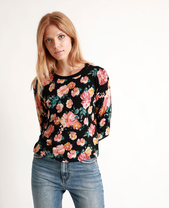 Pull à fleurs noir - Pimkie