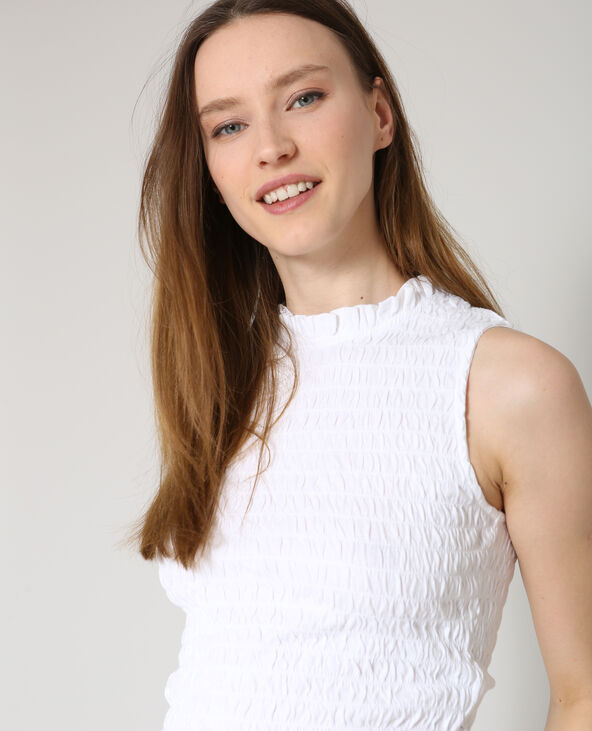 Crop top smocké blanc - Pimkie