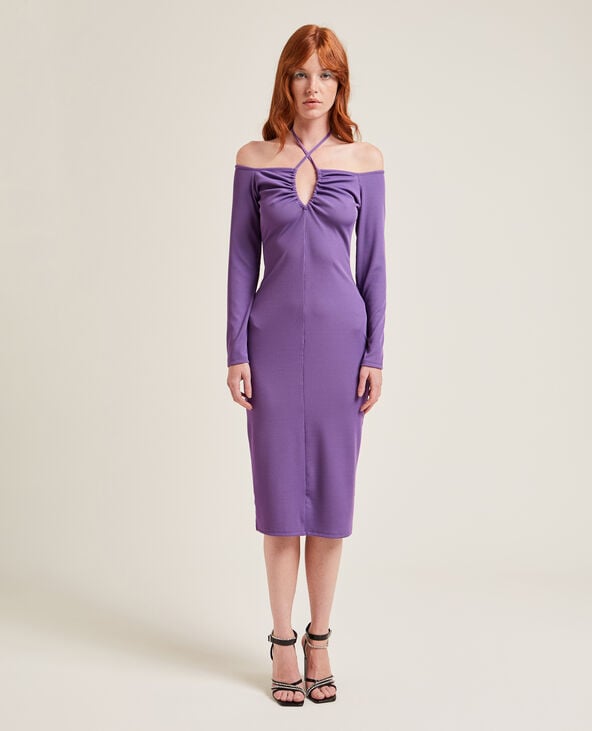 Robe longue en maille côtelée violet - Pimkie
