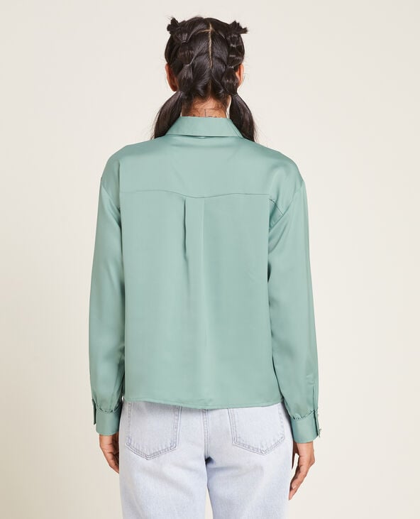 Chemise en tissu satiné vert - Pimkie