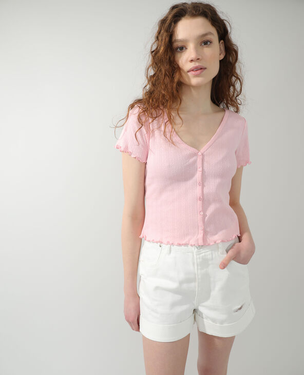 Gilet ajouré rose - Pimkie