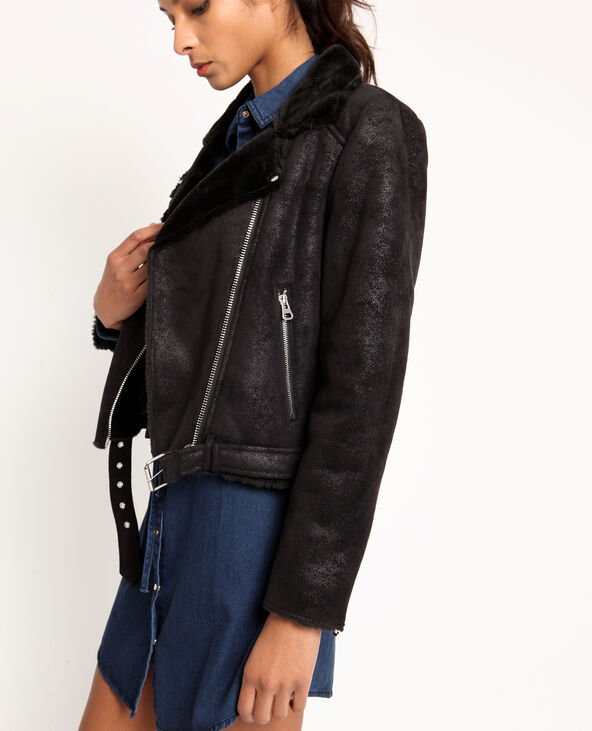 Blouson biker doublé noir - Pimkie
