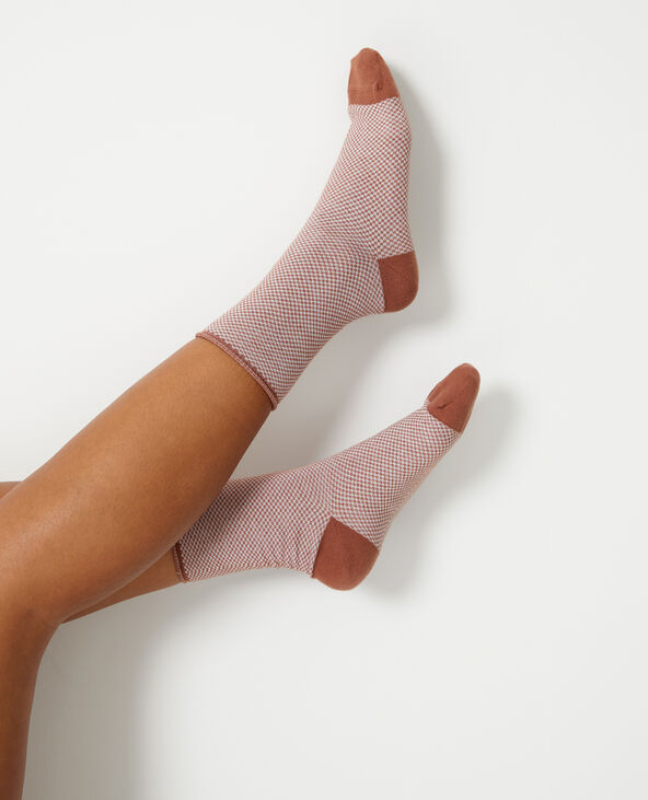 Paire de chaussettes mini-damiers marron - Pimkie