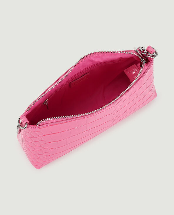 Sac pochette effet croco verni rose fuchsia - Pimkie