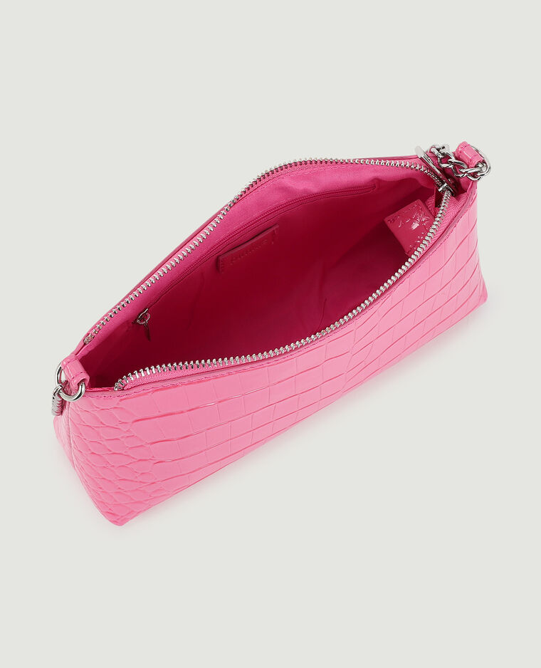 Sac pochette effet croco verni rose fuchsia - Pimkie