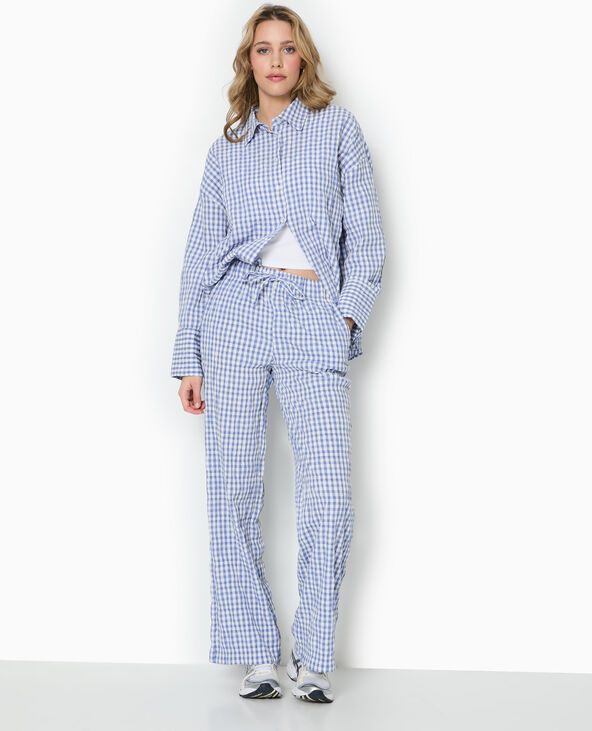 Chemise oversize motif vichy bleu - Pimkie