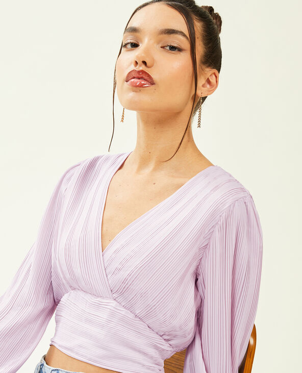 Top effet drapé à manches longues lilas - Pimkie