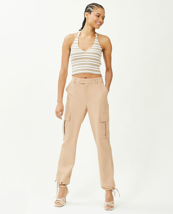 Pantalon cargo bas resserrables camel - Pimkie