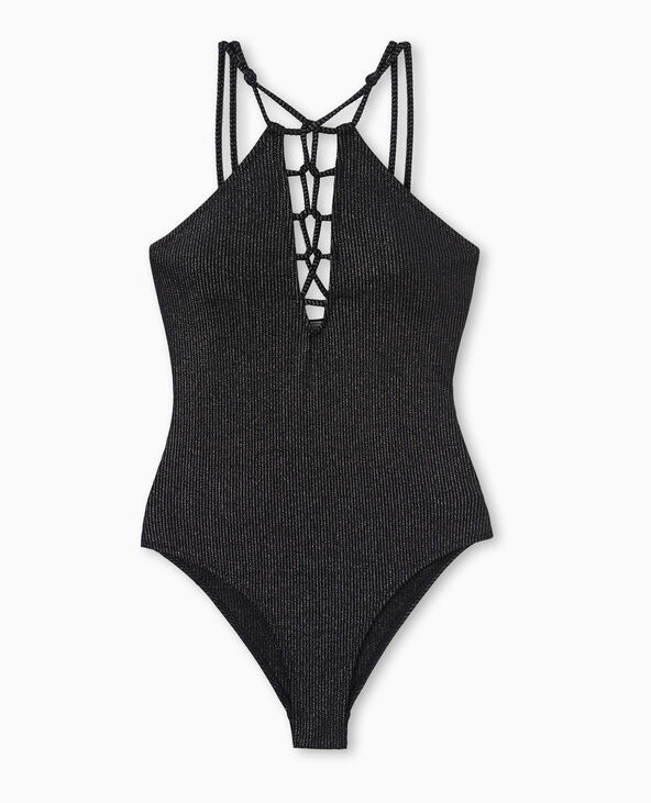 Maillot de bain 1 pièce avec laçage noir - Pimkie